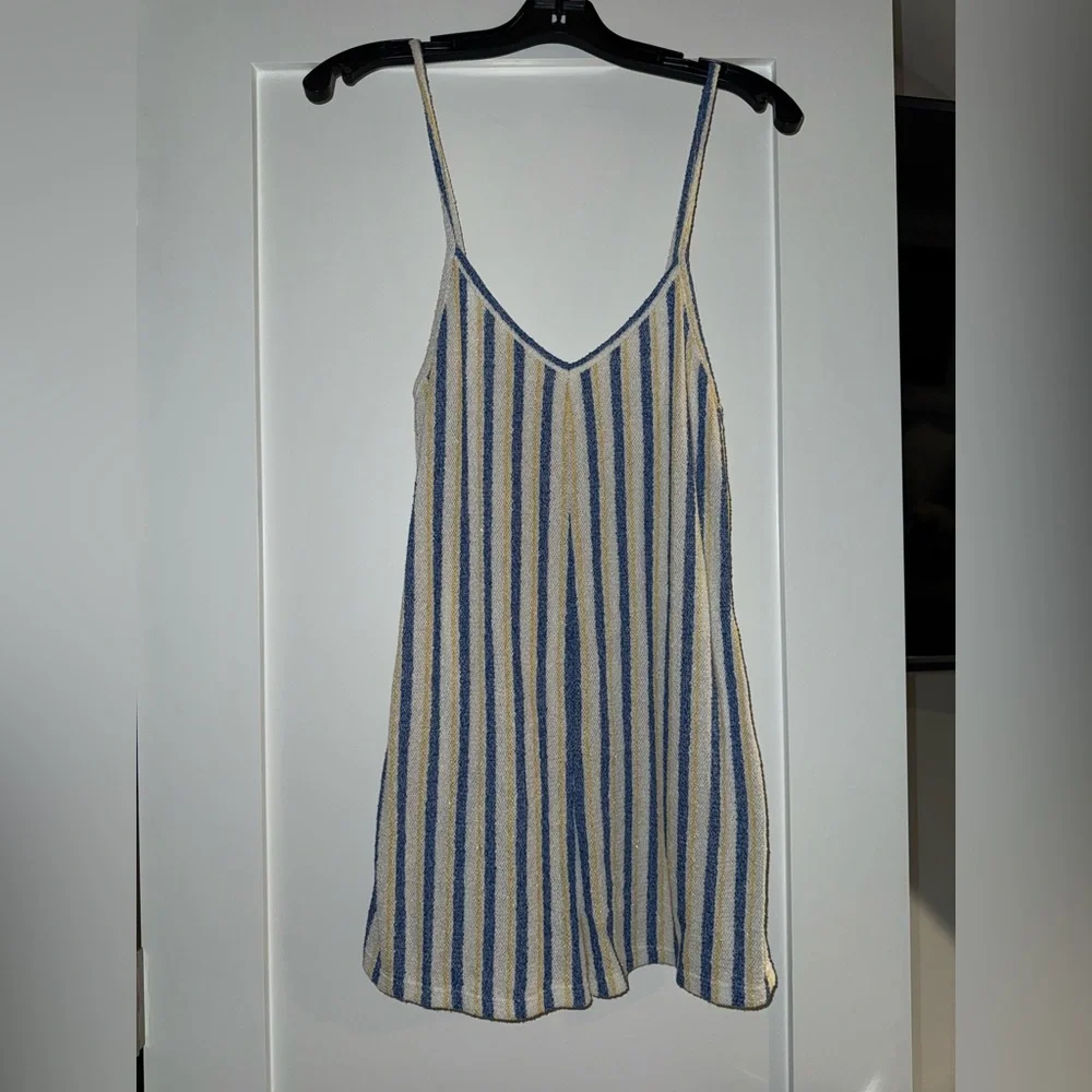 ZARA Striped Blue, Yellow & White Romper - Picture 1 of 3